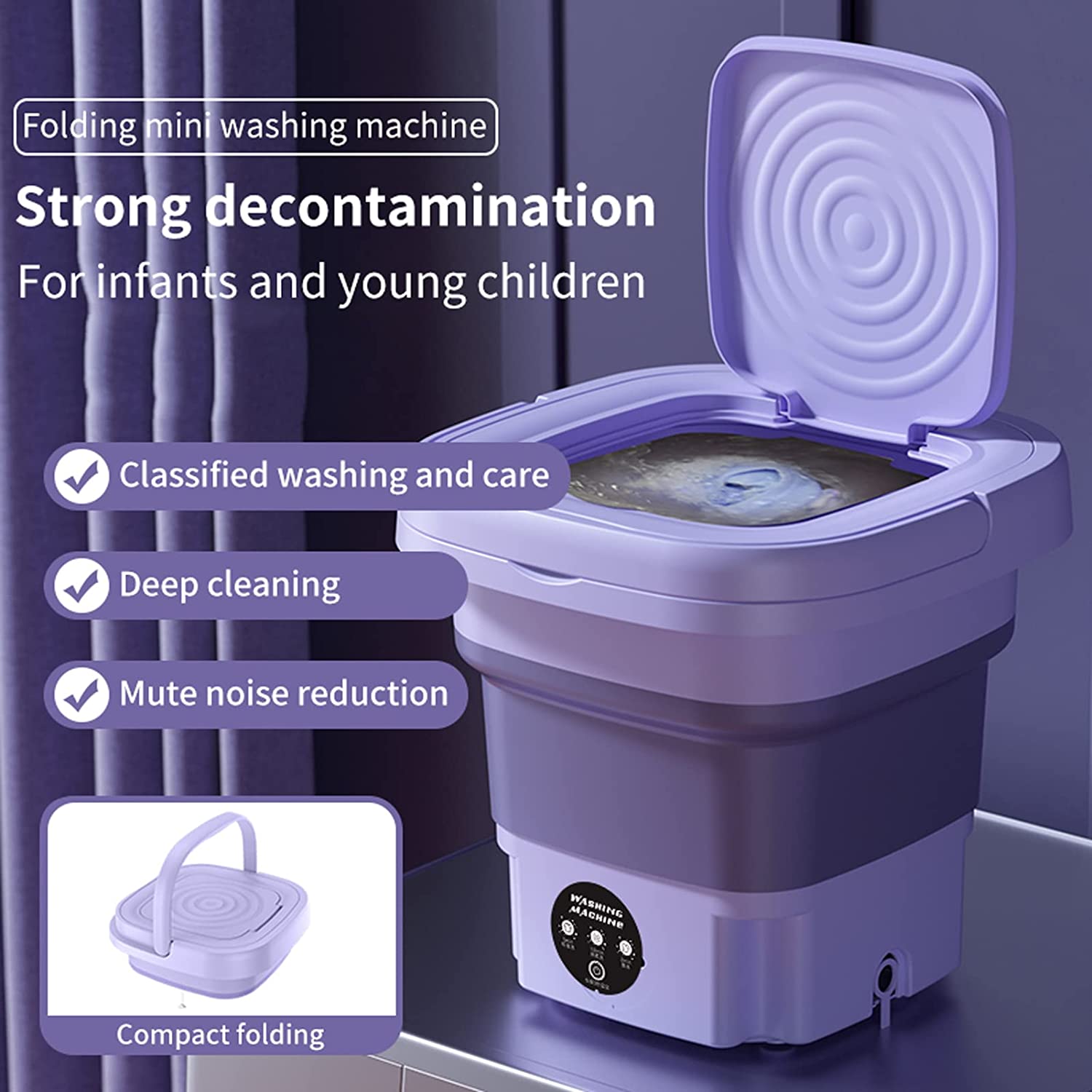 Portable Washing Machine, High Capacity Mini Washer with 3 Modes Deep Cleaning Half Automatic Washt, Foldable Washing Machine with Soft Spin Dry for Socks, Baby Clothes, Towels, Delicate Items
